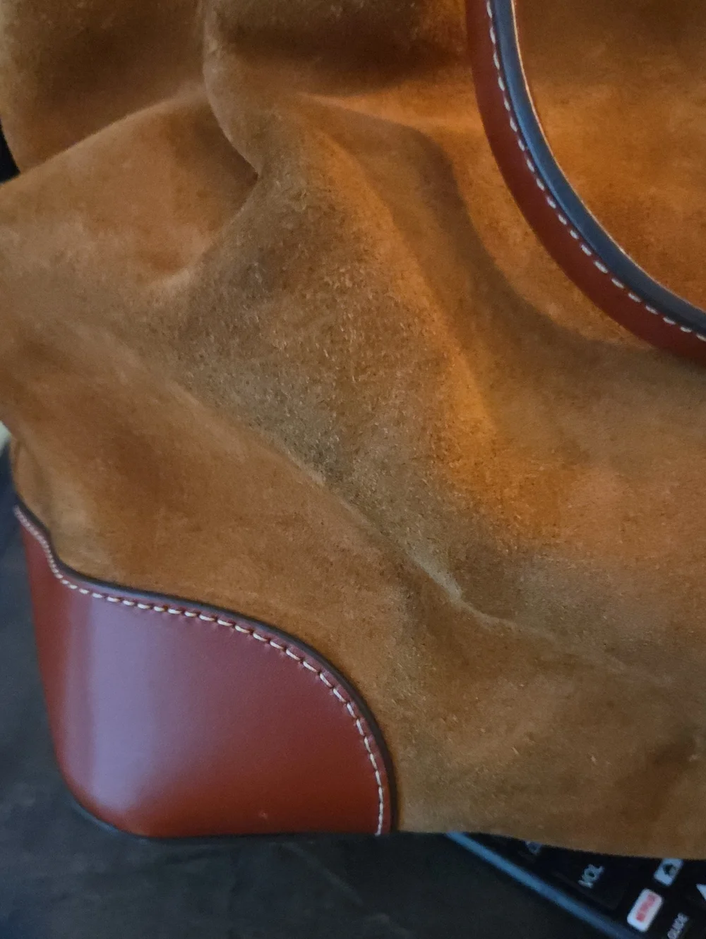 Dooney & Bourke Tan Suede Tote with Brown Leather Trim - Picture 5 of 8